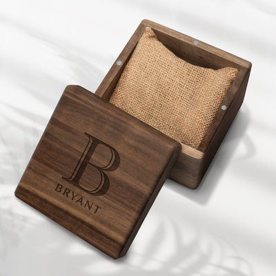 Alton Personalized Wooden Single Watch Box - Walnut