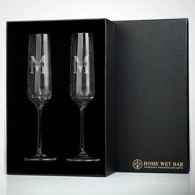 Asti Engraved Champagne Flutes Gift Box Set