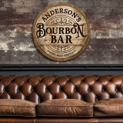 Barrel - Aged Custom Bourbon Bar Wooden Sign