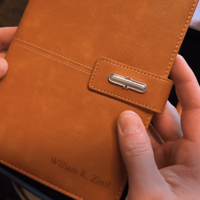 Beckford Custom Hardcover Lined Notebook with Pen - Tan