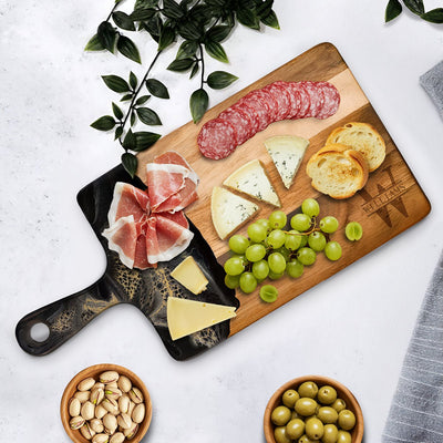 Belmont Charcuterie Serving Board - Artisan Black and Gold Resin