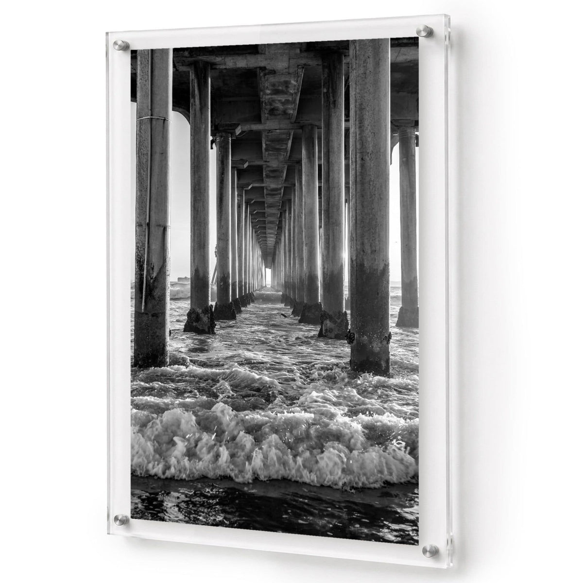 Between the Breakers Black & White Acrylic Wall Art Print