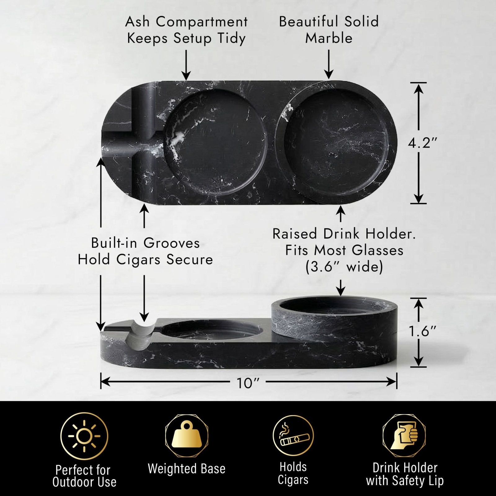 Bolton Cigar Ashtray details and measurements