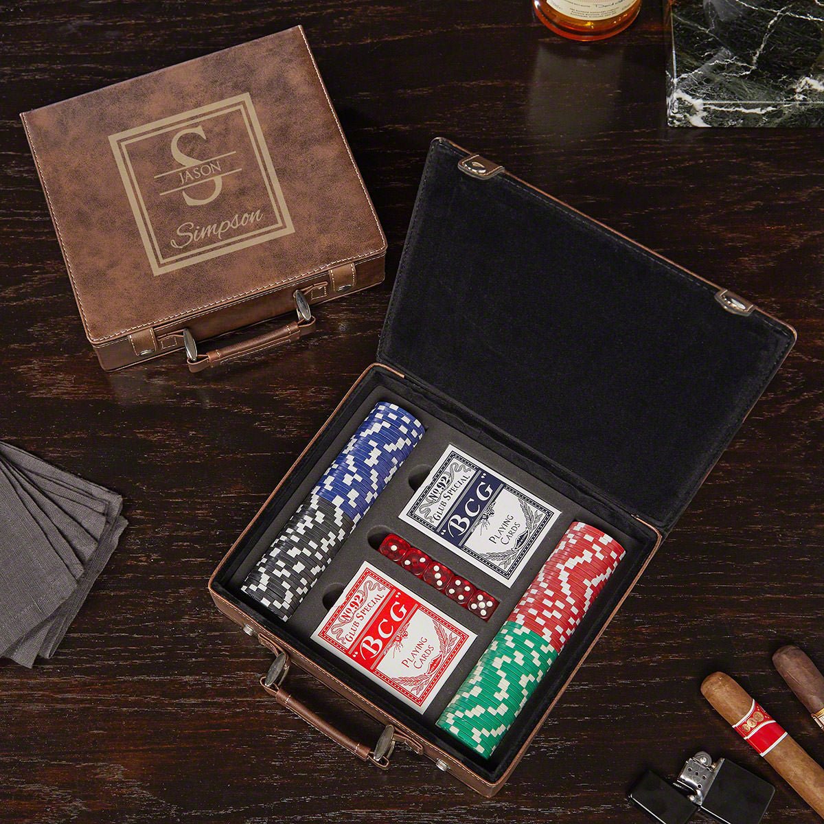 Brown Custom Poker Set