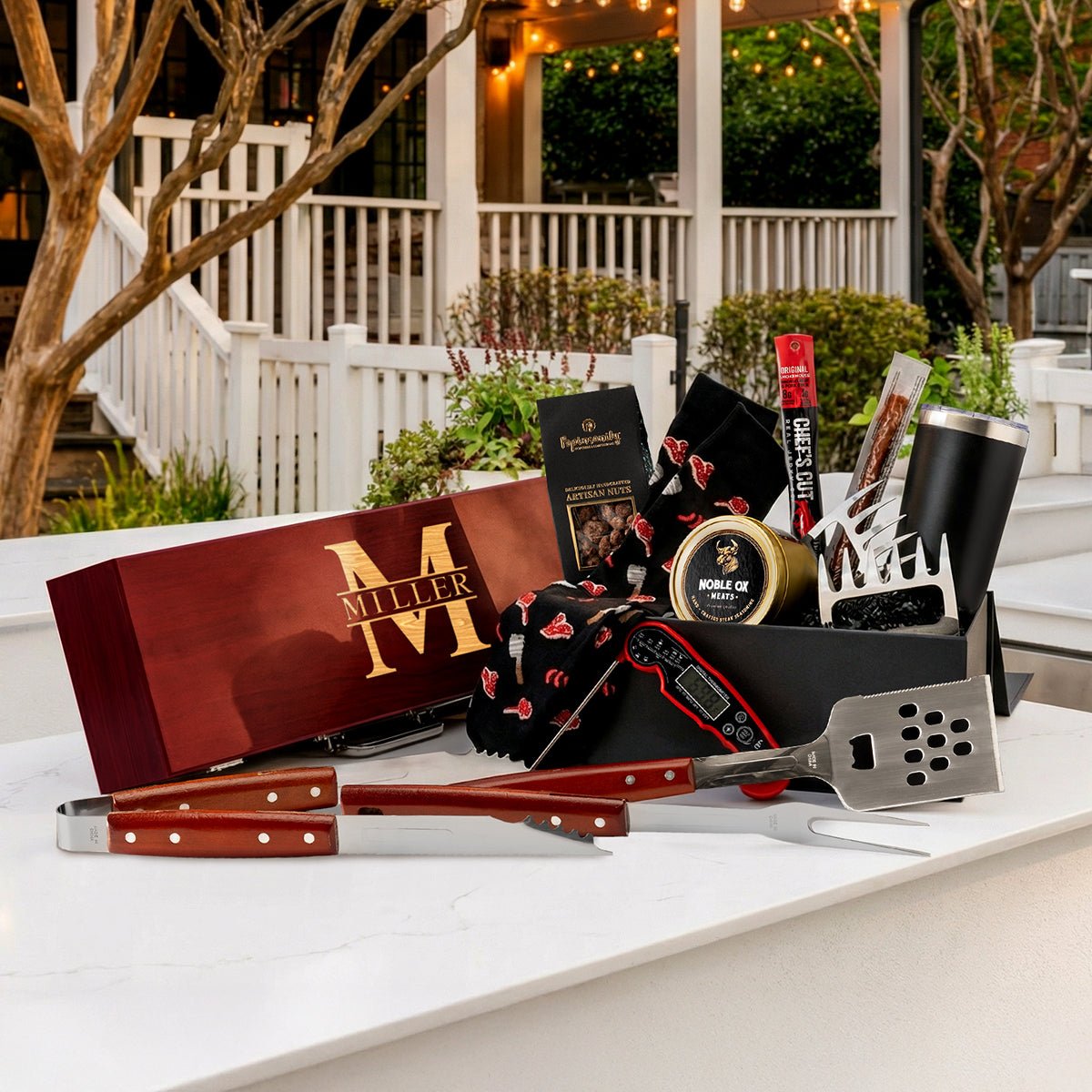Carnivore's Delight Meat Lover BBQ Gift Basket w Grill Tools