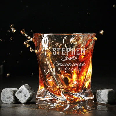 Classic Groomsman Etched Set of 5 Twist Glasses Gifts for Groomsmen