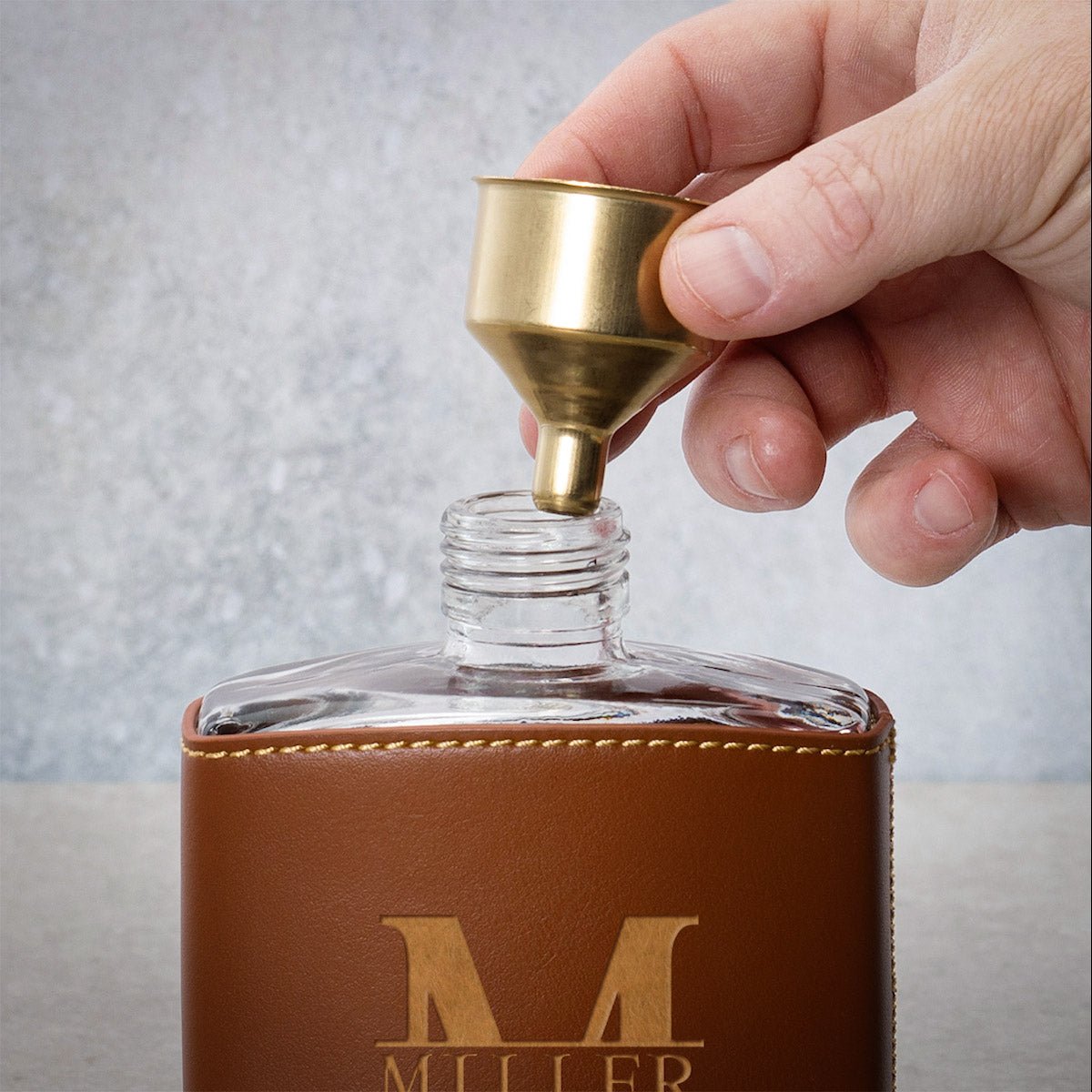 Crawford Custom Glass Flask Set - Leather Wrapped