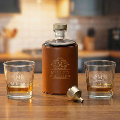 Crawford Leather Whiskey Decanter - Rutherford Glasses