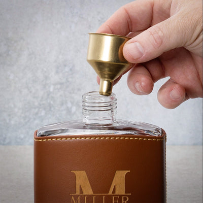 Crawford Leather Whiskey Flask - Golf Ball Glasses