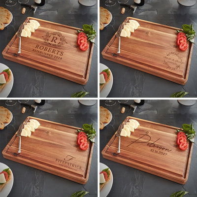 Custom 17x13x1.5 BBQ Grill Master Cutting Board w Juice Groove