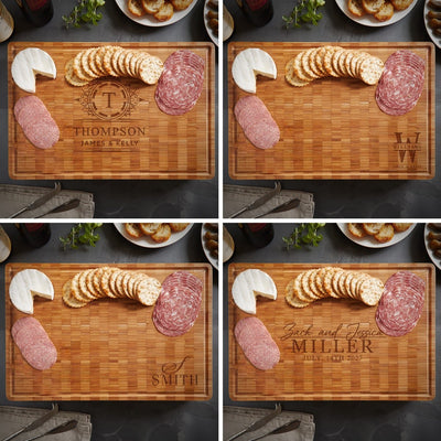 Custom End Grain XL 18x12x2 Cutting Board w Juice Grove
