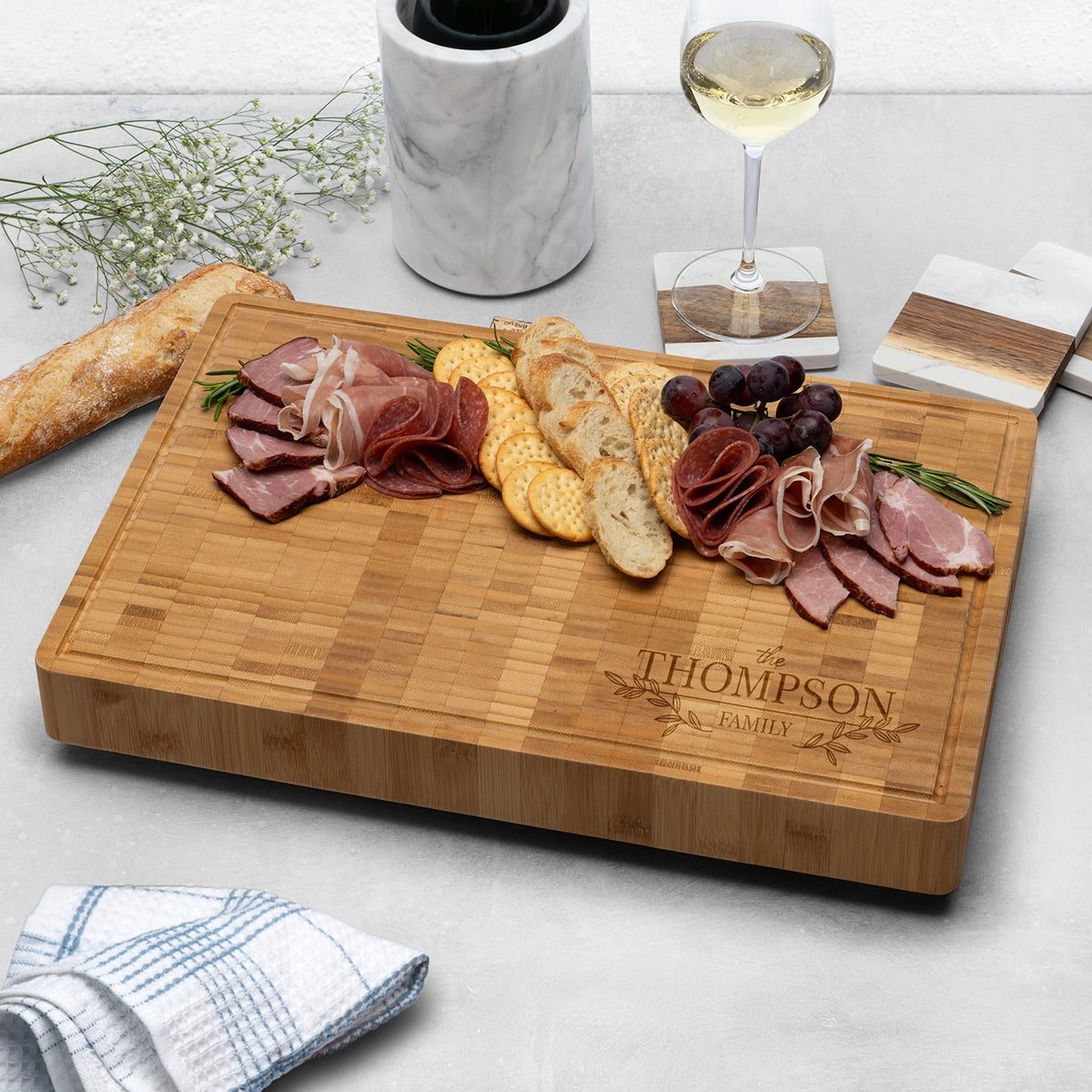Custom End Grain XL 18x12x2 Cutting Board w Juice Grove