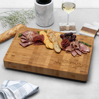 Custom End Grain XL 18x12x2 Cutting Board w Juice Grove