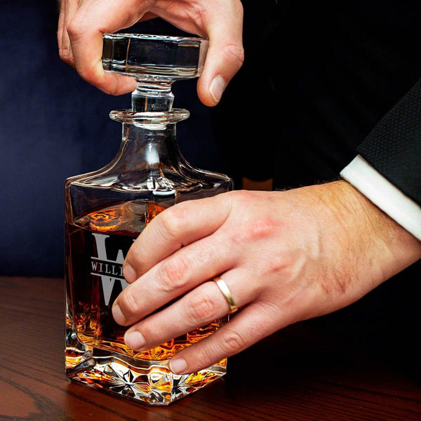 Custom Whiskey Decanter Set with Rocks Glasses