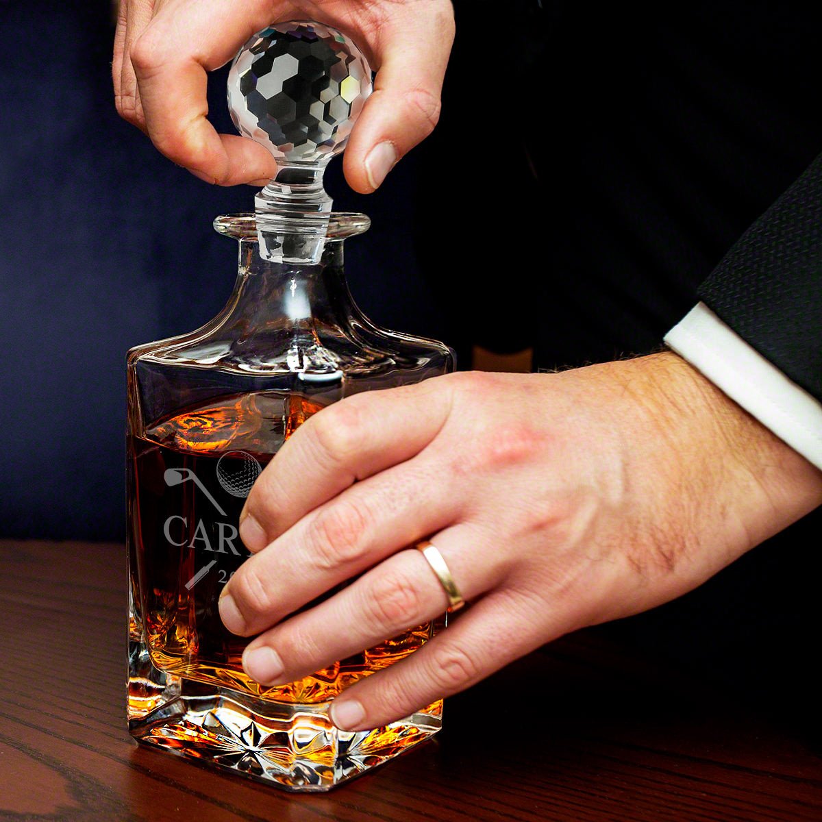 Custom Whiskey Carson Decanter with Faceted Crystal Stopper