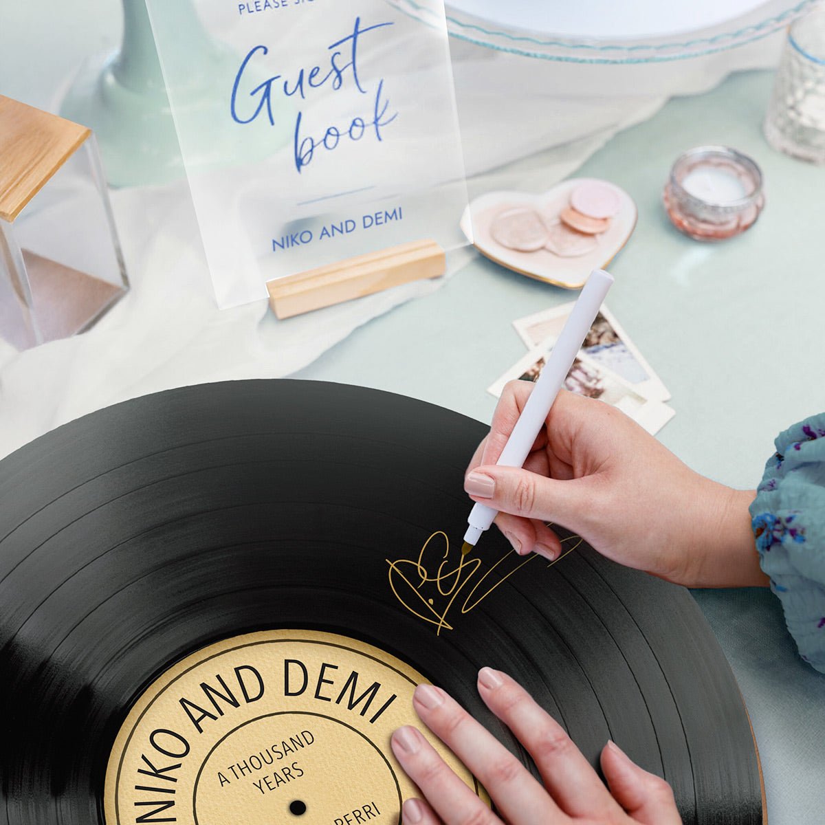 Custom Wooden Record Guest Book Alternative - Wall Art Welcome Sign for Weddings