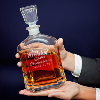 Customized Groomsmen Gifts Set of 5 Argos Decanters - Classic Groomsmen Design