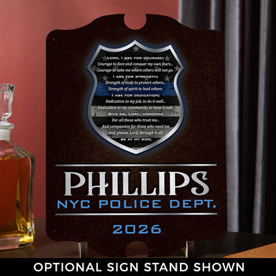 Dedication and Courage Personalized Wood Sign Police Gift