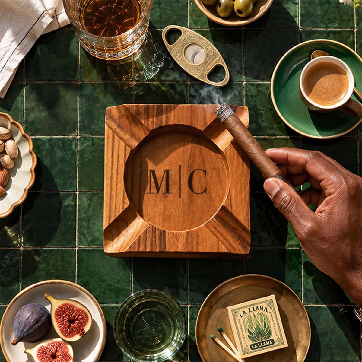 Eastwick Custom Cigar Ashtray - Teak Wood