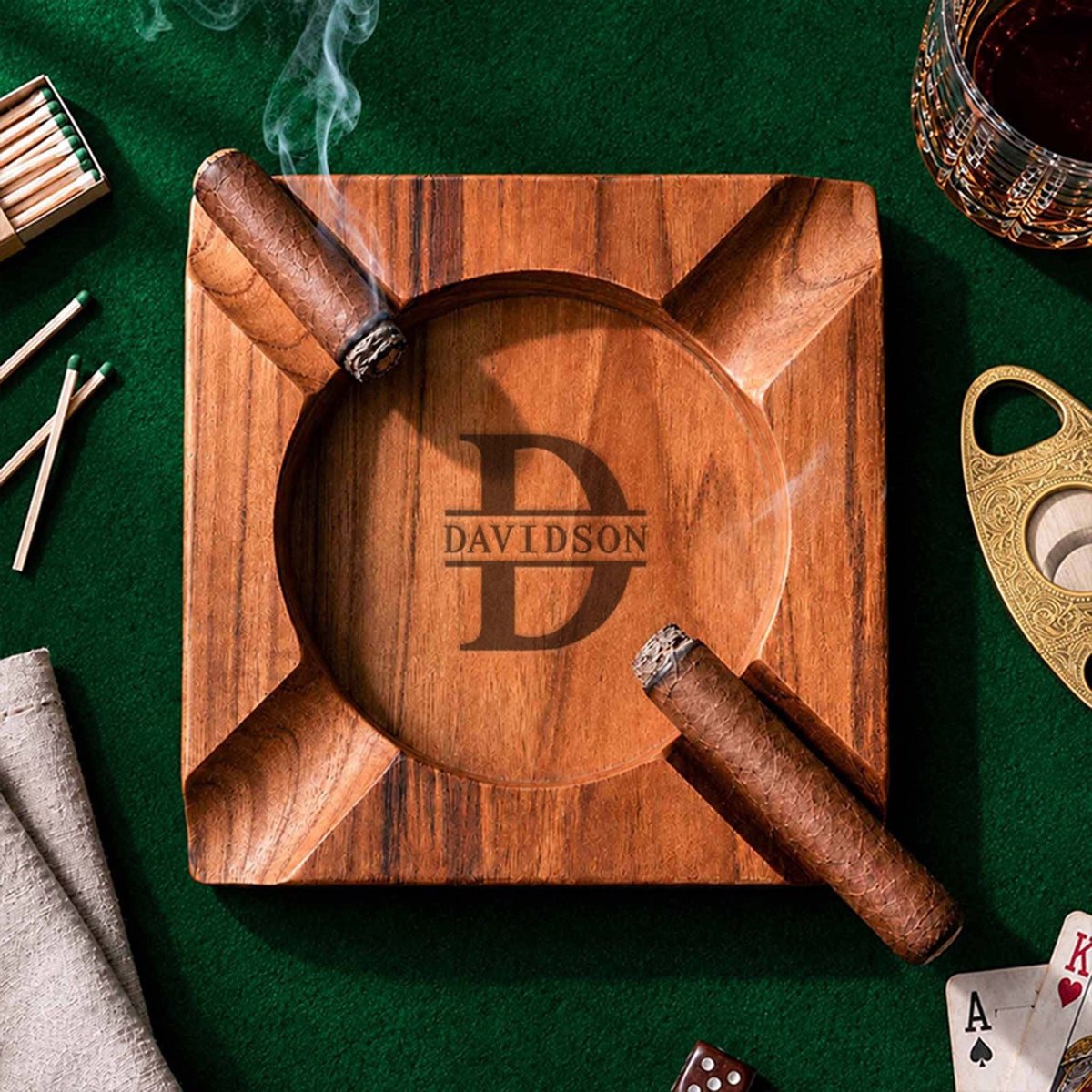 Eastwick Custom Cigar Ashtray - Teak Wood