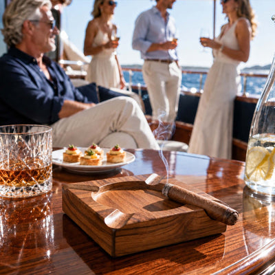 Eastwick Custom Cigar Ashtray - Teak Wood