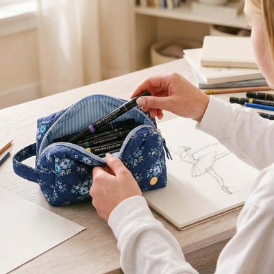 Elarin Quilted Travel Pouch & Small Makeup Bag
