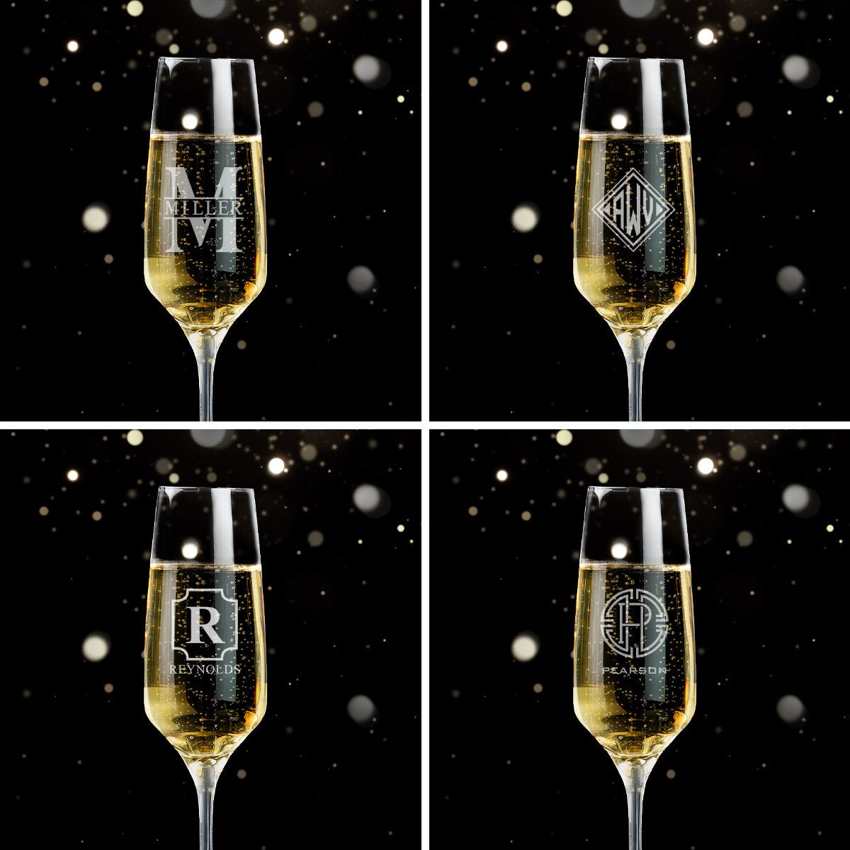 Engraved Champagne Glasses Gift Set with Marble Bottle Chiller
