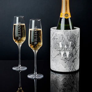 White Marble Chiller + Two Glasses