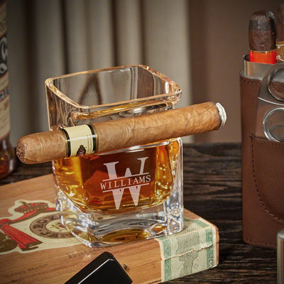 Engraved Cigar Ashtray and Cigar Glass Gift Set