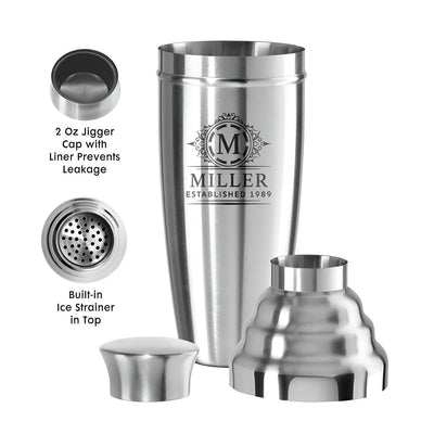 Engraved Extra Large Stainless Steel Cocktail Shaker