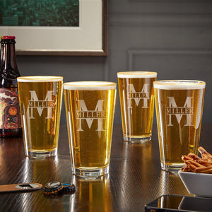 Four Gold Rim Pint Glasses