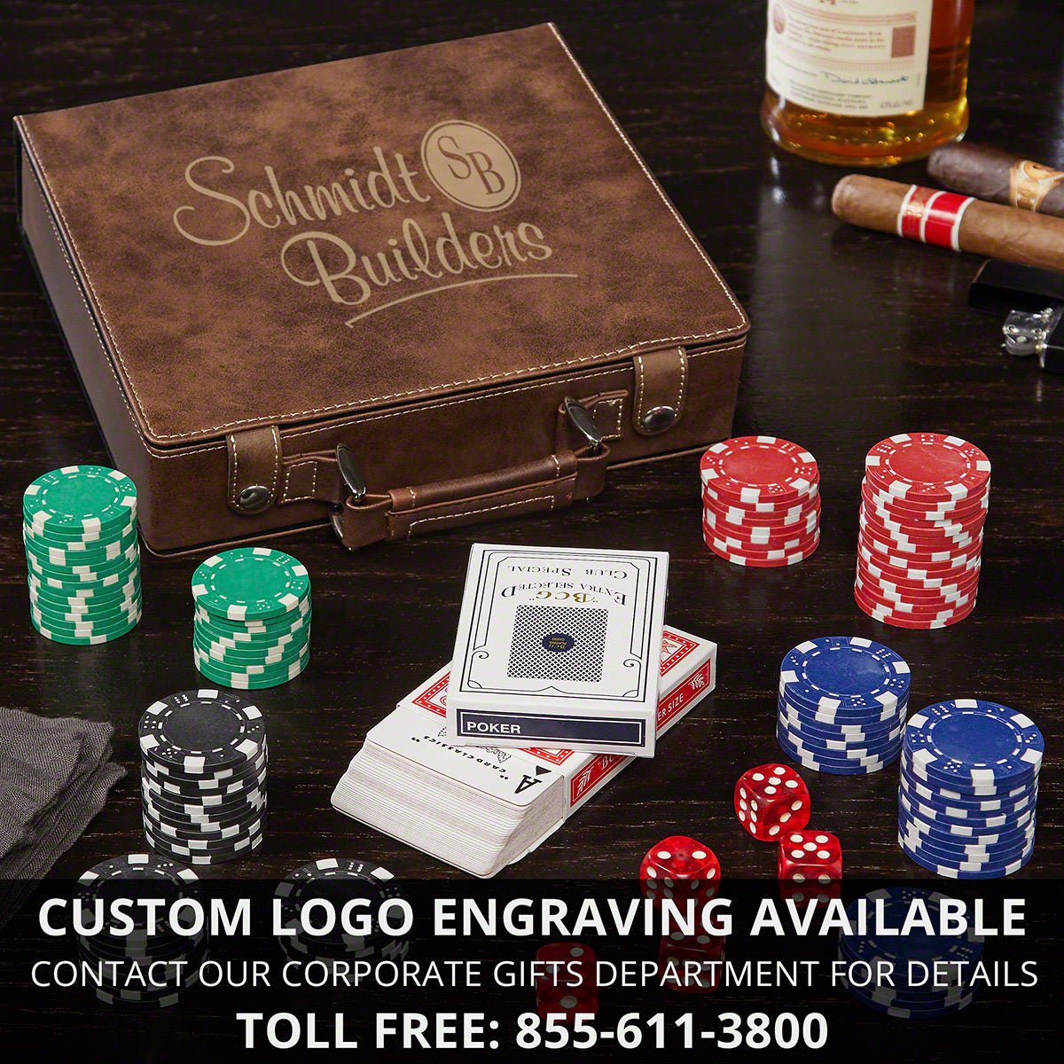 Engraved Poker Gift Set with Rocks Glasses