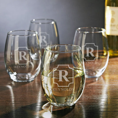 Engraved Stemless White Wine