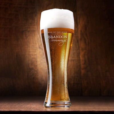 Engraved Tall Pilsner Beer Glass Set of 4