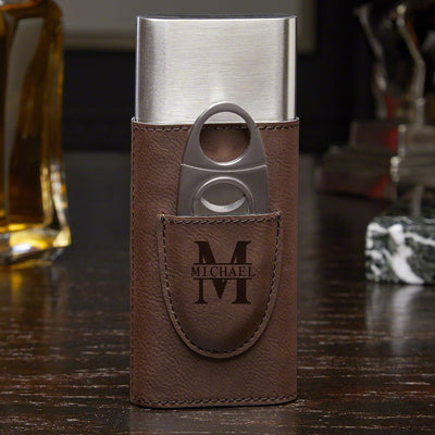 Engraved Whiskey and Cigar Gift Set with Twist Glass