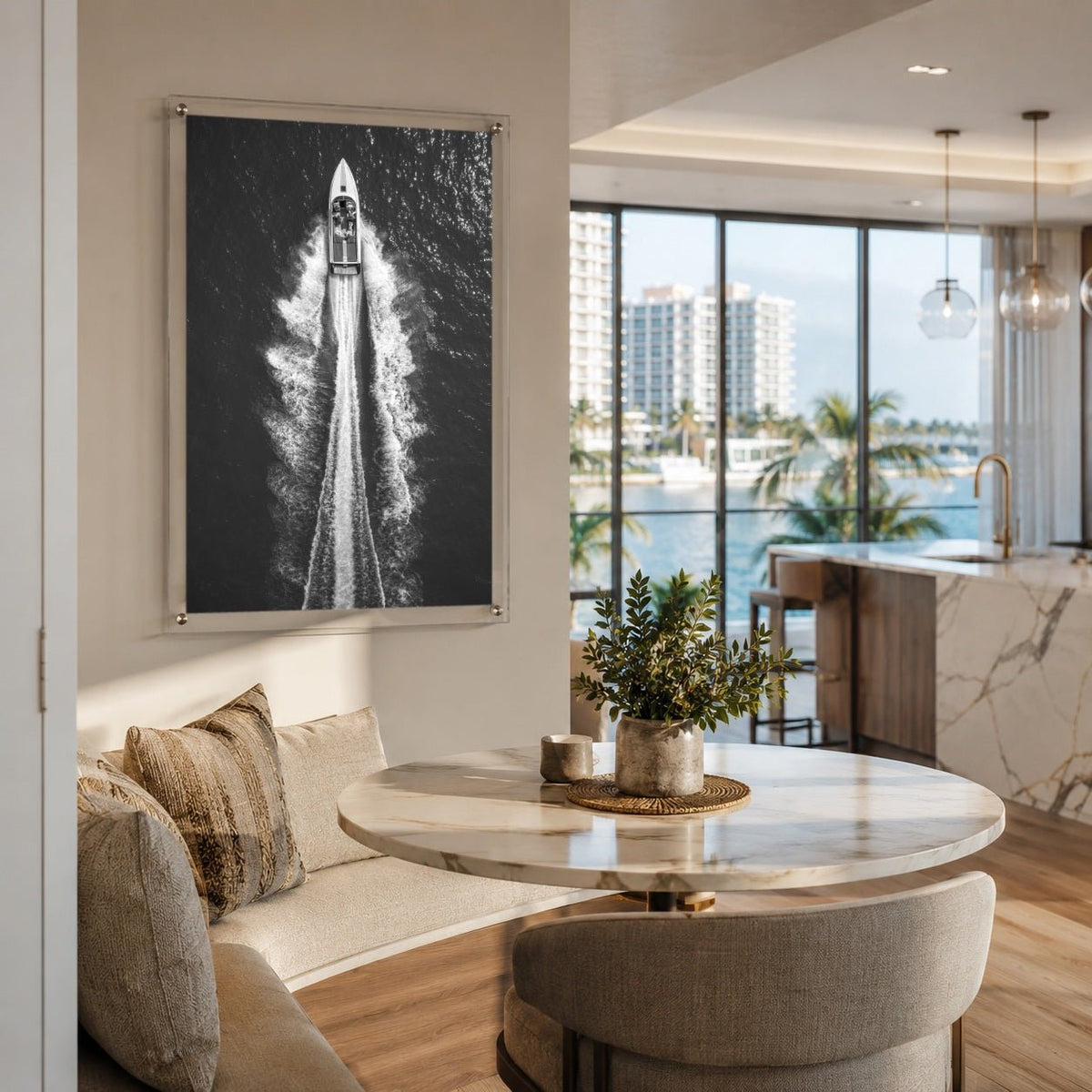 Exit By Sea Black & White Acrylic Wall Art Print - Vertical
