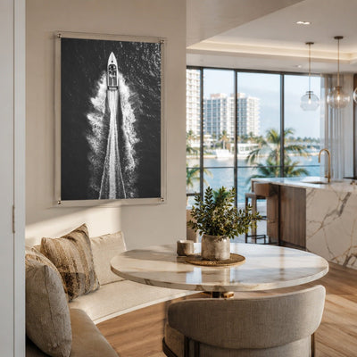 Exit By Sea Black & White Acrylic Wall Art Print - Vertical