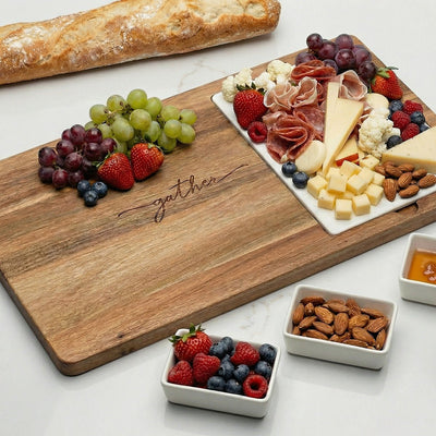 custom serving board with bowls