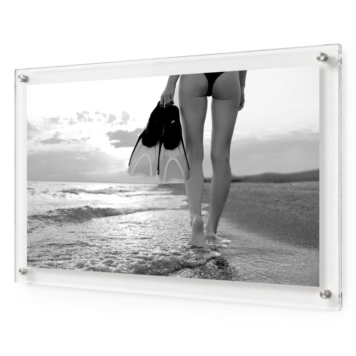 Fins First Black & White Acrylic Wall Art Print