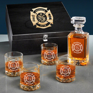 Decanter + Four Glasses + Black Box