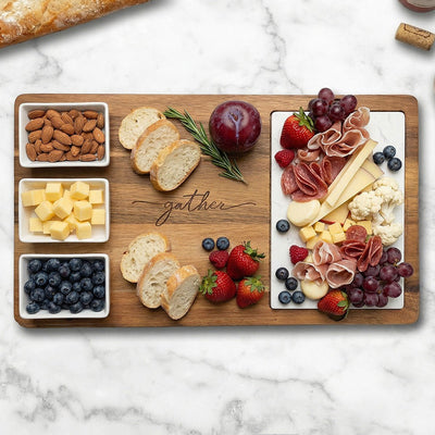 Gather Charcuterie Board Serving Board w/ Removable Cheese Board and Bowls