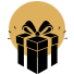 Black gift box with ribbon and bow on a tan background