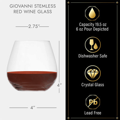 Giovanni Personalized Stemless Red Wine Glass