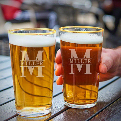 Gold Rim Personalized Pint Glass