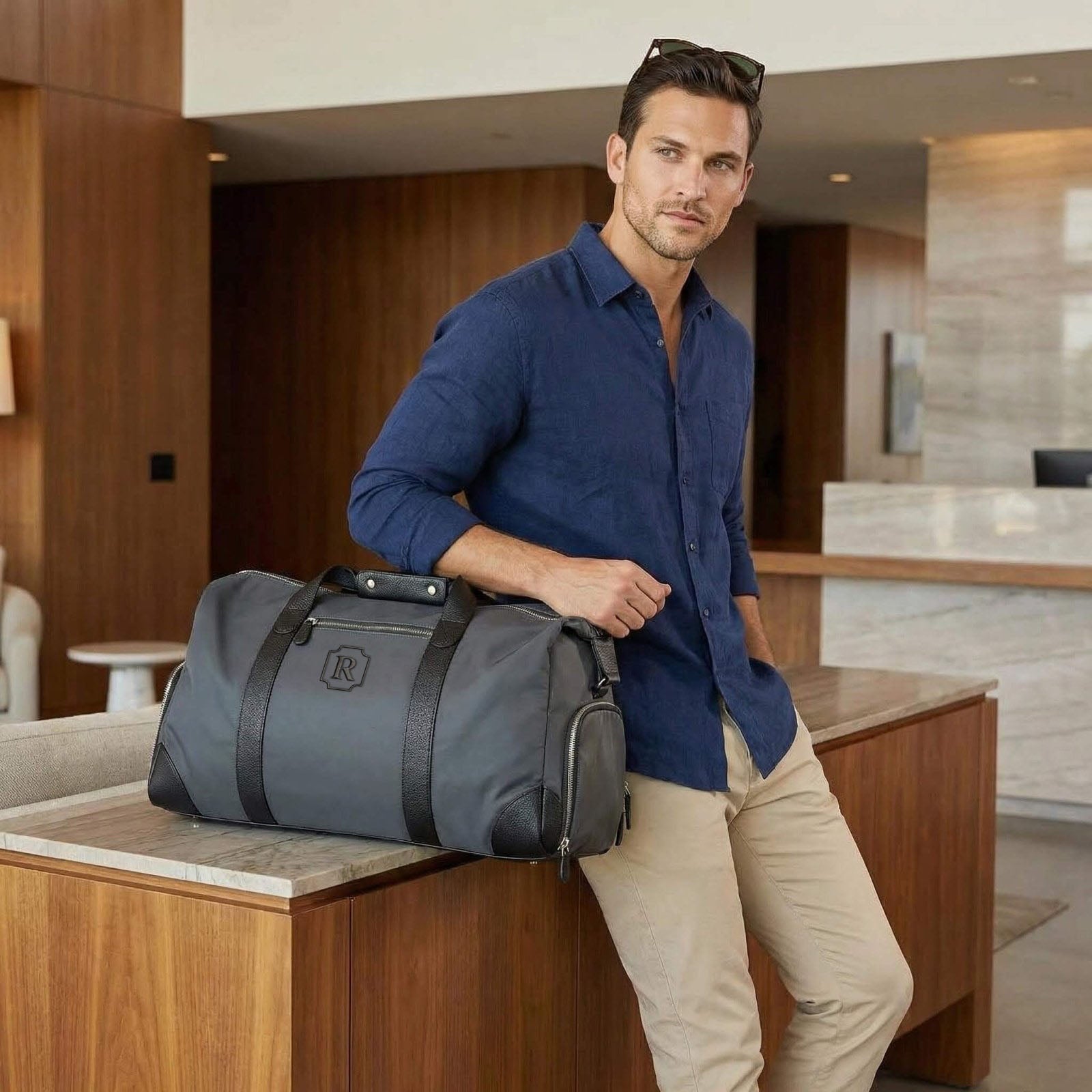 Harrison Travel Duffel Bag w Shoe Compartment 22" - Charcoal Grey