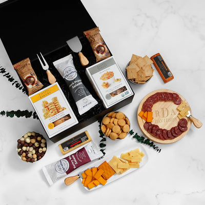 Huntington Charcuterie Gift Basket with Personalized Charcuterie Board