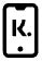 Stylized letter K inside a rounded square, with a small dot in the lower-left corner.