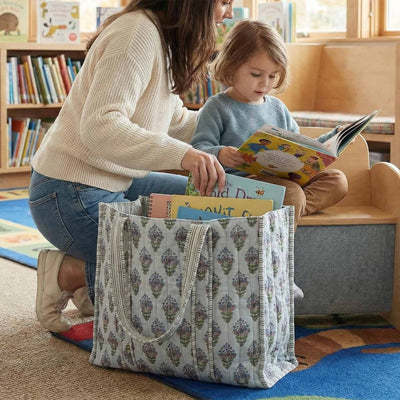 Leivelle Quilted Tote Carryall Bag for Women being used by a mom for her kid's stuff