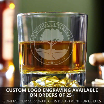 Monogrammed Bourbon Glasses with Glacier Bottom - Set of 4