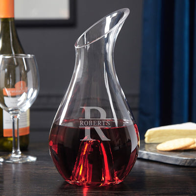 Monogrammed Wine Decanter Set w Stemless Glasses